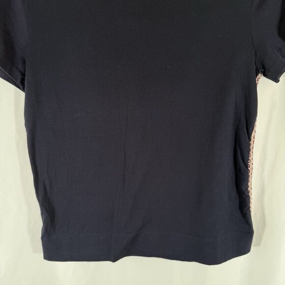 J. Crew Blouse Women's Small Blue Silk Blend Knit Short Sleeve Round Neck - Picture 11 of 12